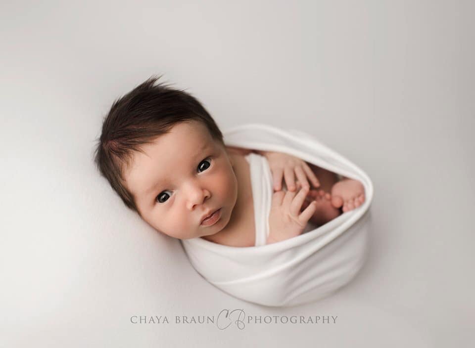 White newborn posing fabric